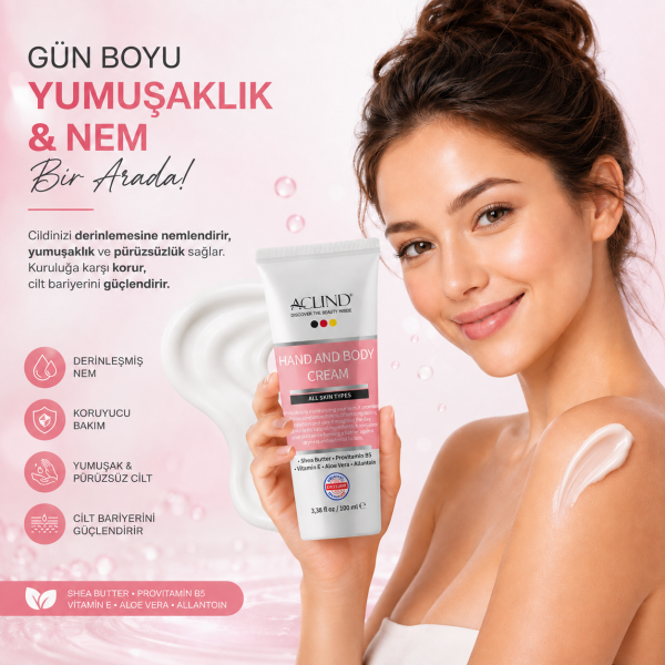 ACLIND® HAND & BODY CREAM | Shea Butter Özlü El ve Vücut Kremi 100 ml