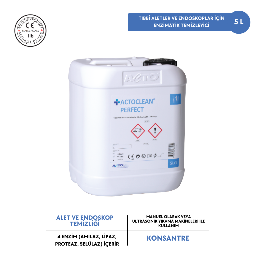 ACTOCLEAN® PERFECT Tıbbi Aletler & Endoskop için Enzimatik Temizleyici 5L