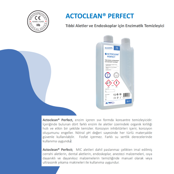 ACTOCLEAN® PERFECT Tıbbi Aletler & Endoskop için Enzimatik Temizleyici 1 Litre