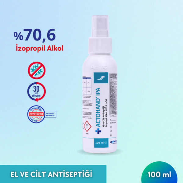 ACTOHAND® IPA 100 ML (﻿El ve Cilt Antiseptiği - İzopropil Alkol 75 % (v/v) = (70,6 g)
