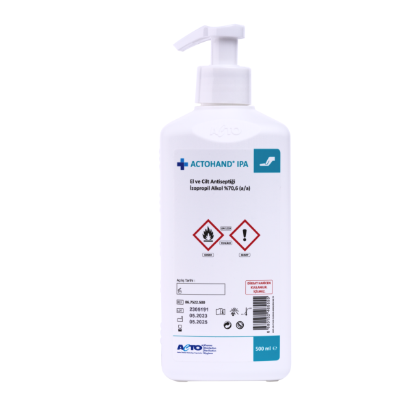 ACTOHAND® IPA 500 ML (﻿El ve Cilt Antiseptiği - İzopropil Alkol 75 % (v/v) = (70,6 g)