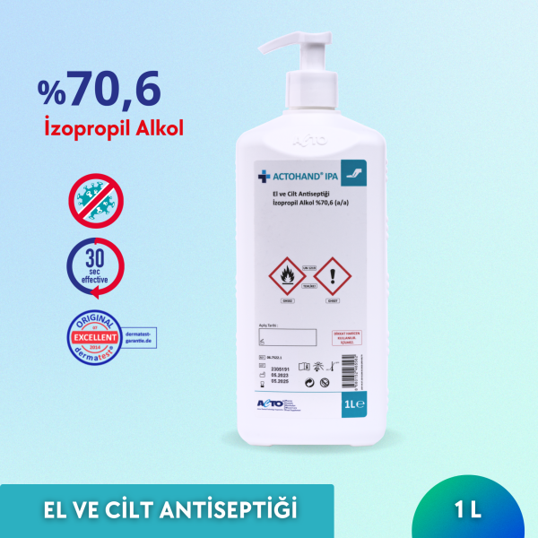 ACTOHAND® IPA 1 L (﻿El ve Cilt Antiseptiği - İzopropil Alkol 75 % (v/v) = (70,6 g)