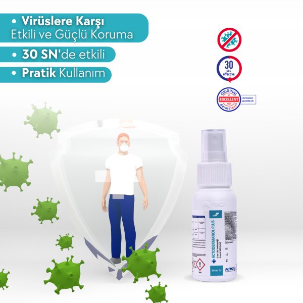 ACTODERMANOL® PLUS 50 ML (El ve Cilt Antiseptiği %89 (v/v) Etanol)