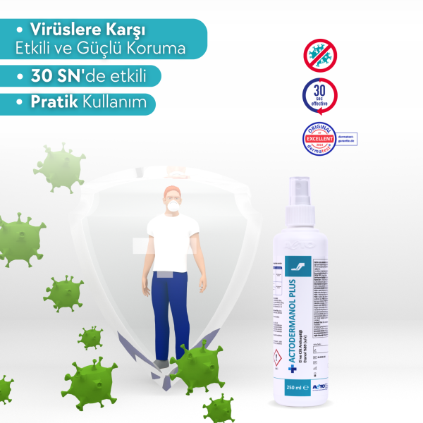 ACTODERMANOL® PLUS 250 ML (El ve Cilt Antiseptiği %89 (v/v) Etanol)