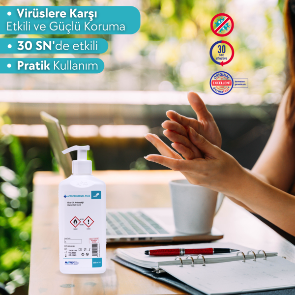 ACTODERMANOL® PLUS 500 ML (El ve Cilt Antiseptiği %89 (v/v) Etanol)