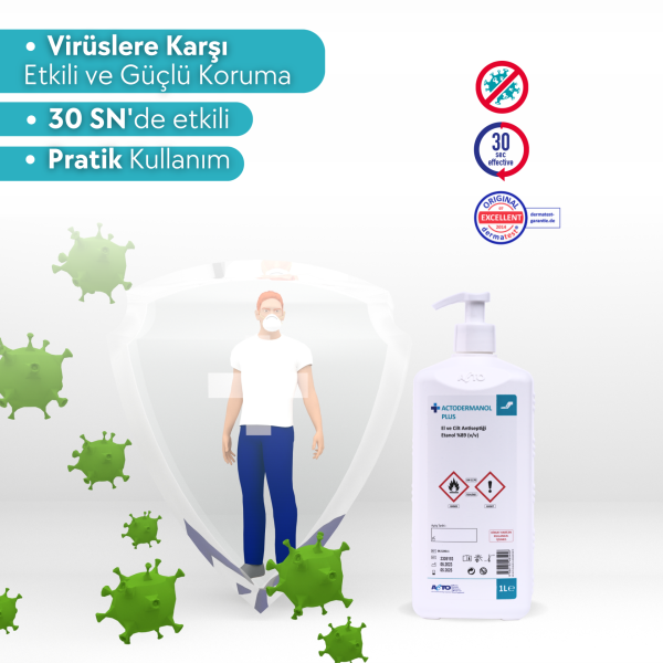 ACTODERMANOL® PLUS 500 ML (El ve Cilt Antiseptiği %89 (v/v) Etanol)