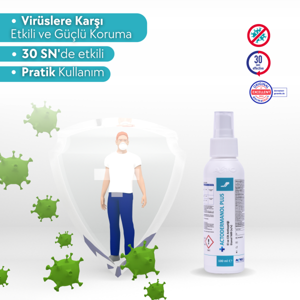 ACTODERMANOL® PLUS 100 ML (El ve Cilt Antiseptiği %89 (v/v) Etanol)