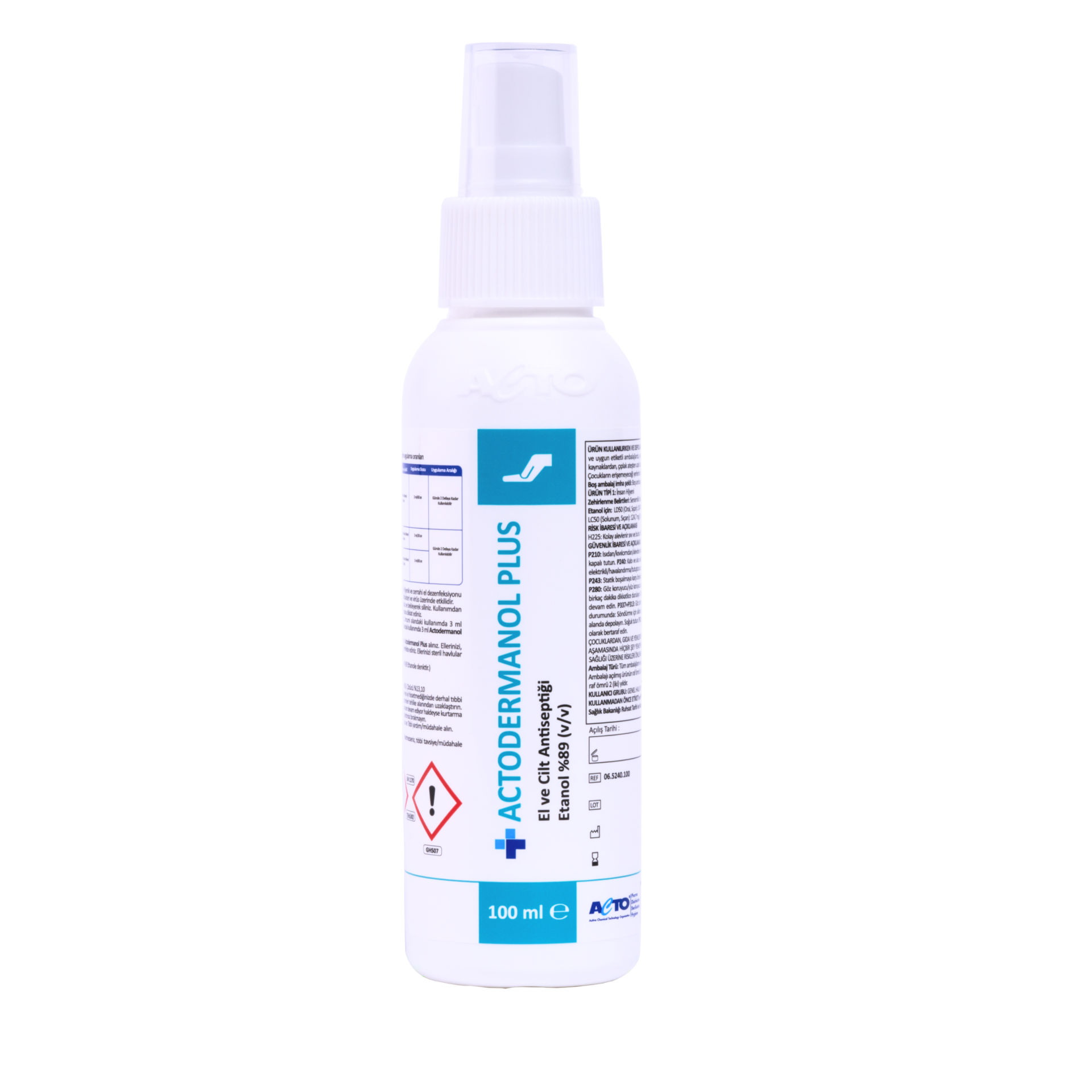 ACTODERMANOL® PLUS 100 ML (El ve Cilt Antiseptiği %89 (v/v) Etanol)
