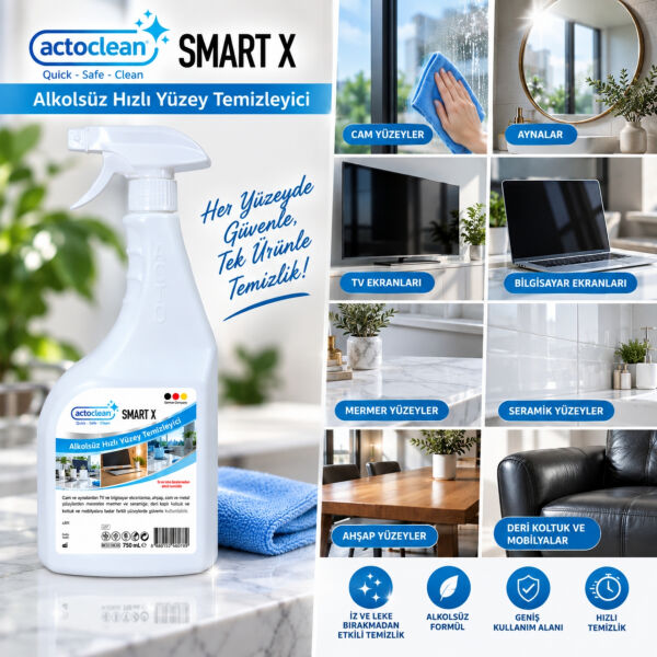 Actoclean® Smart X Alkolsüz Hızlı Yüzey Temizleyici 750 ml