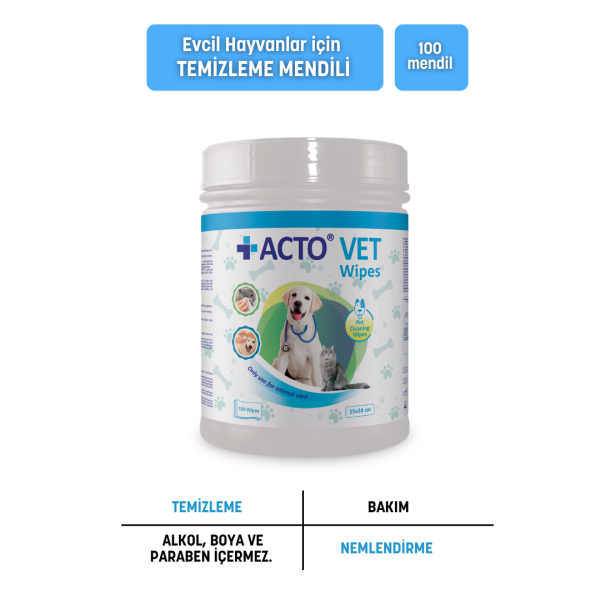 ACTO® VET WİPES 100'lü Evcil Hayvan Temizleme Mendili