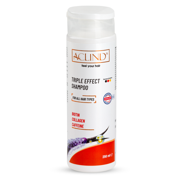 Aclind Triple Effect Shampoo / Saç Dökülmesine Karşı Şampuan 250 ml •⁠  ⁠BIOTIN • COLLAGEN • CAFFEINE