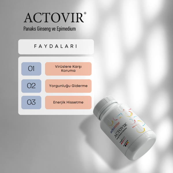 ACTOVIR® Panaks Ginseng ve Epimedium İçeren Takviye Edici Gıda 300 mg