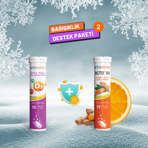 ACTO® VIT C Vitamini  + Vitamin D3 Bağışıklık Destekleyici 2' li Paket