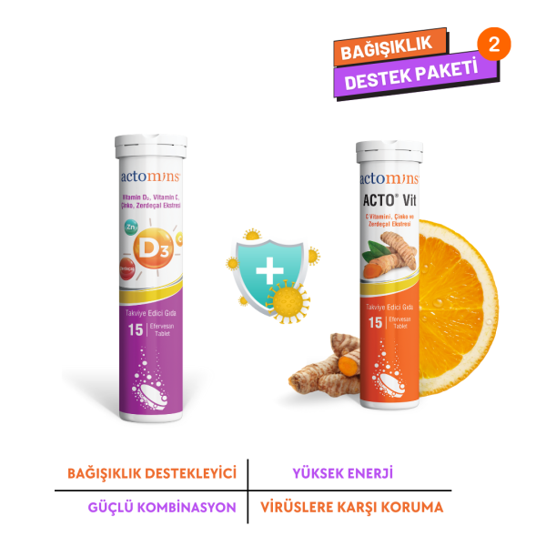 ACTO® VIT C Vitamini  + Vitamin D3 Bağışıklık Destekleyici 2' li Paket