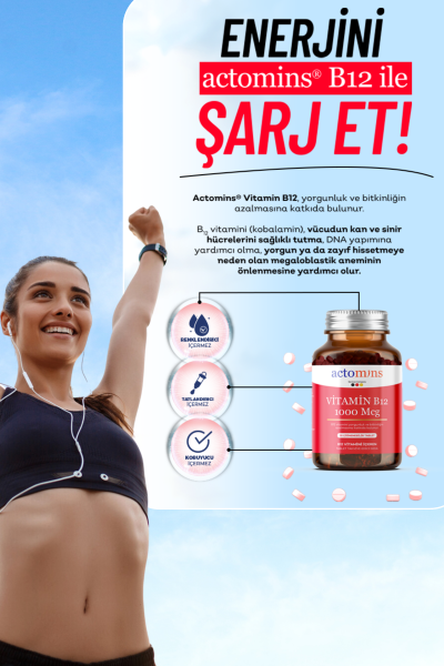 Actomins® Vitamin B12 Çiğnenebilir Tablet Formda Takviye Edici Gıda