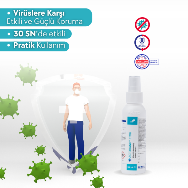 ACTOHAND® ETOH 100 ML El ve Cilt Antiseptiği - Etanol 80%