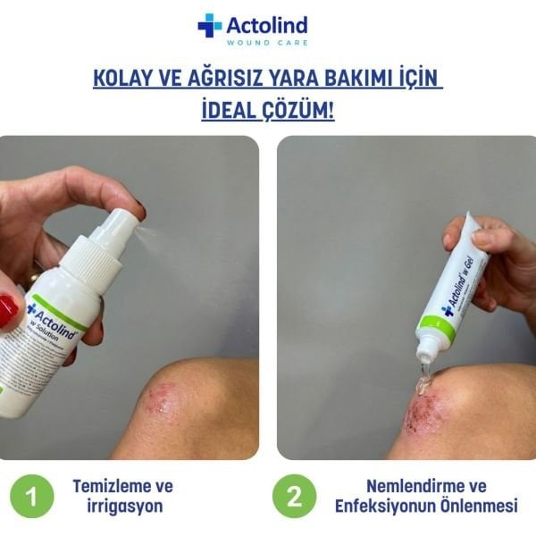 Actolind® W Solüsyon 1 L +W Gel 50 ml + Woun-Vit Plus | 3' lü Yara İyileştirme Seti