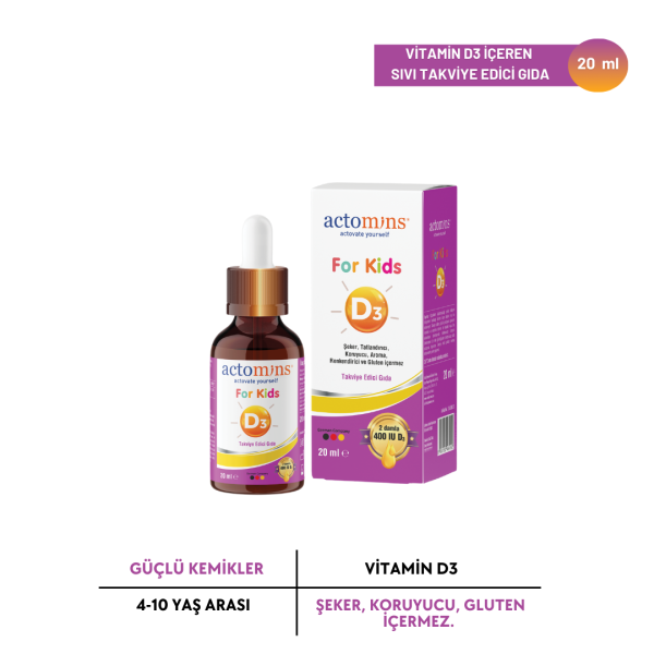 ACTOMINS® For Kids D3 | Vitamin D3 İçeren Sıvı Takviye Edici Gıda