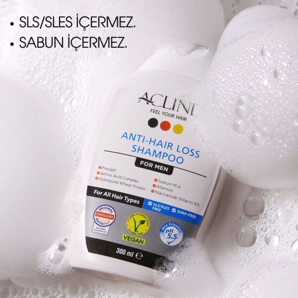 Aclind Hair Loss Shampoo For Men /  Erkekler İçin Dökülme Karşıtı Saç Bakım Şampuanı 300 ml