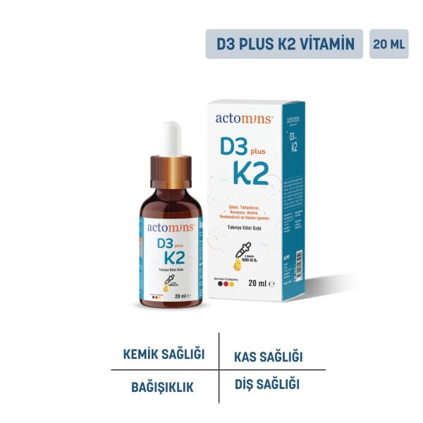 ACTOMINS® D3 PLUS K2 | Vitamin D3 & K2 ve Vitamin E İçeren Sıvı Gıda