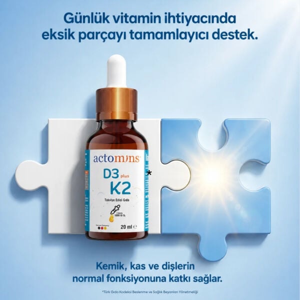 ACTOMINS® D3 PLUS K2 | Vitamin D3 & K2 ve Vitamin E İçeren Sıvı Gıda