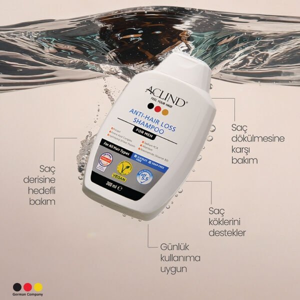 Aclind Hair Loss Shampoo For Men /  Erkekler İçin Dökülme Karşıtı Saç Bakım Şampuanı 300 ml- Toptan Satış