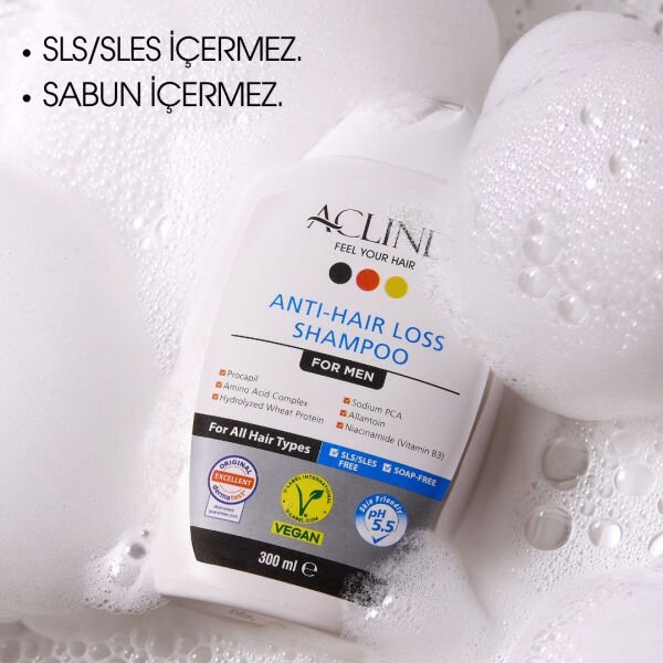 Aclind Hair Loss Shampoo For Men /  Erkekler İçin Dökülme Karşıtı Saç Bakım Şampuanı 300 ml- Toptan Satış