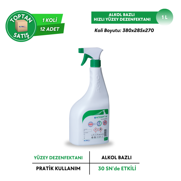 ACTOSEPT® AF (Alkollü Hızlı Yüzey Dezenfektanı - 30 Saniyede Etkili) Toptan Satış 1 Litre