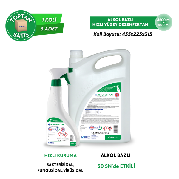 ACTOSEPT® AF (Alkollü Hızlı Yüzey Dezenfektanı - 30 Saniyede Etkili) Toptan Satış 4500+500 mL