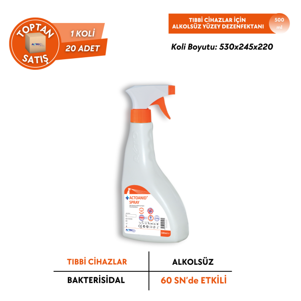 ACTOANID® SPRAY Tıbbi Cihazlar için Alkolsüz Yüzey Dezenfektanı - Toptan Satış 500 ml