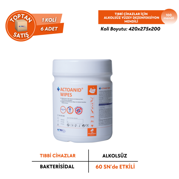ACTOANID® WIPES 100 pcs Hassas Yüzeyler için Dezenfeksiyon Mendili - Toptan Satış