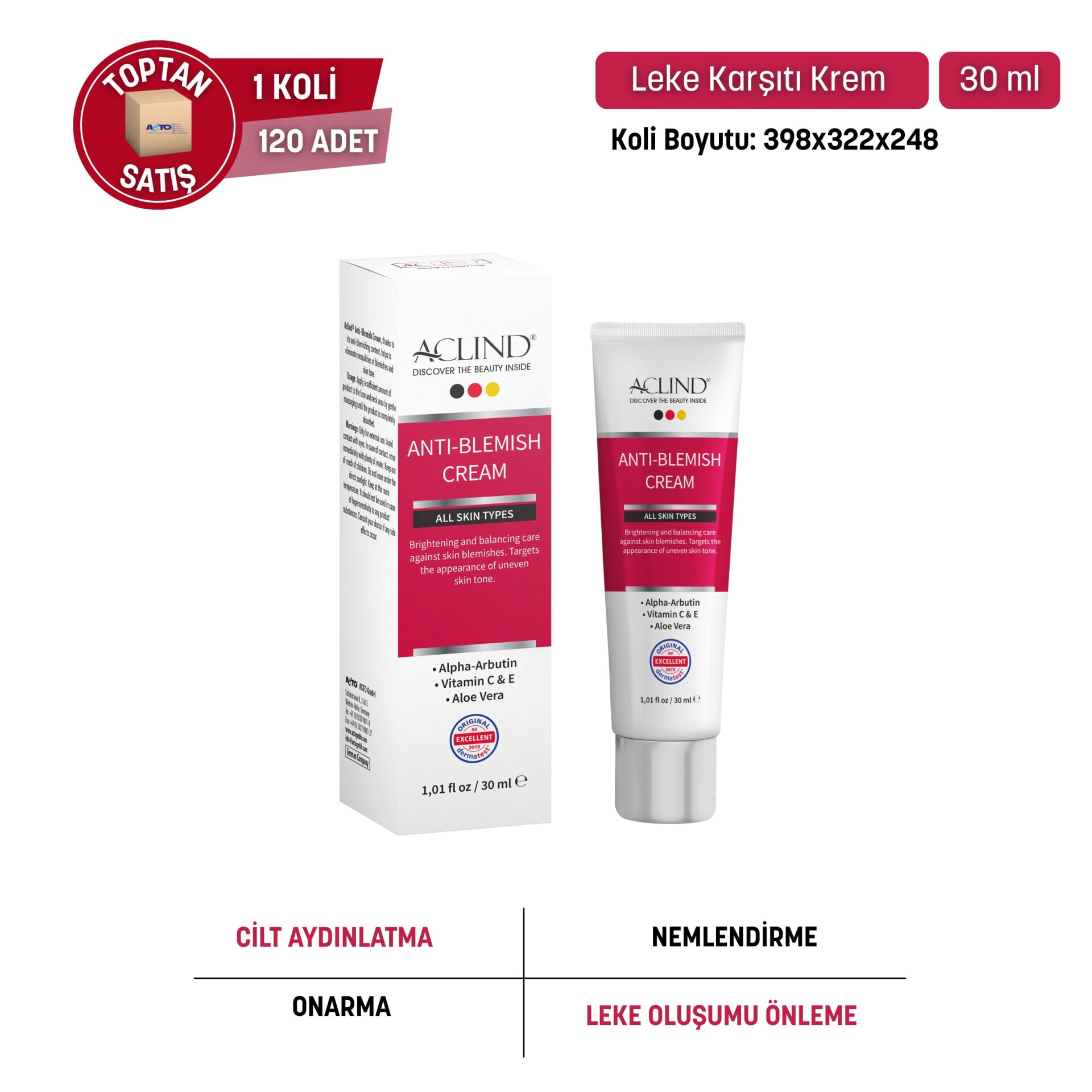 ACLIND® ANTI-BLEMISH CREAM / Leke Karşıtı Krem 30 ml - Toptan Satış