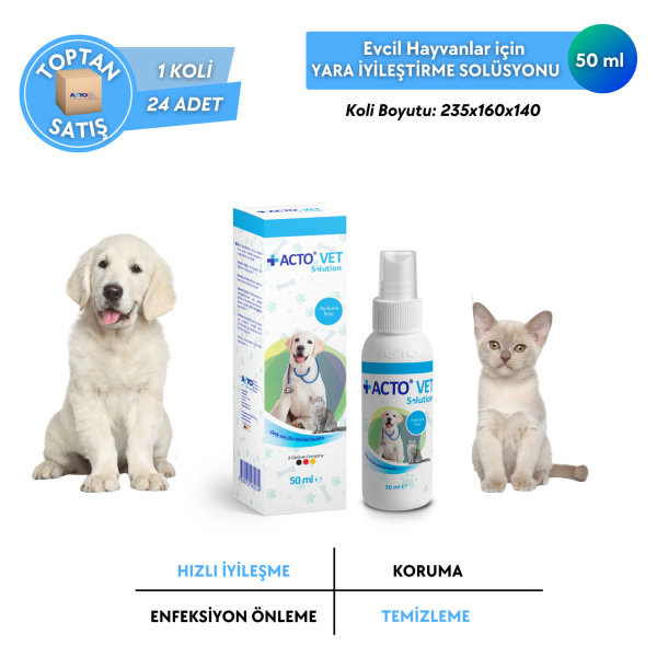 ACTO® VET SOLUTION Kedi-Köpek için Yara Bakım Solüsyonu - Toptan Satış 50 ml