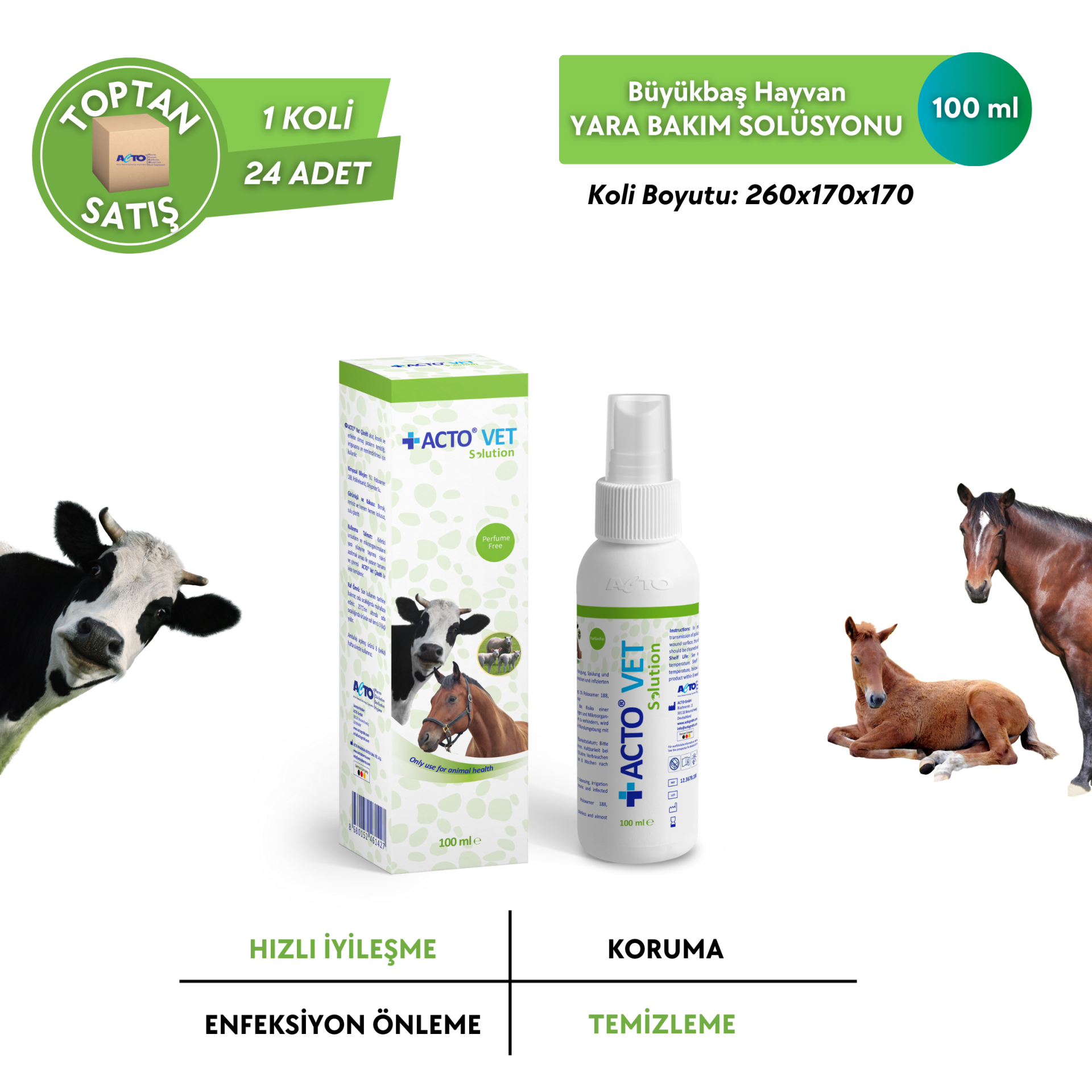 ACTO® VET SOLUTION Kedi-Köpek için Yara Bakım Solüsyonu - Toptan Satış 100 ml