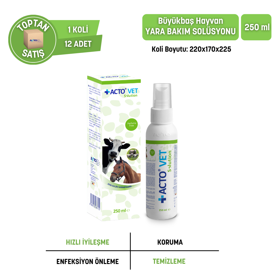 ACTO® VET SOLUTION Büyükbaş Hayvanlar için Yara Bakım Solüsyonu - Toptan Satış 250 ml