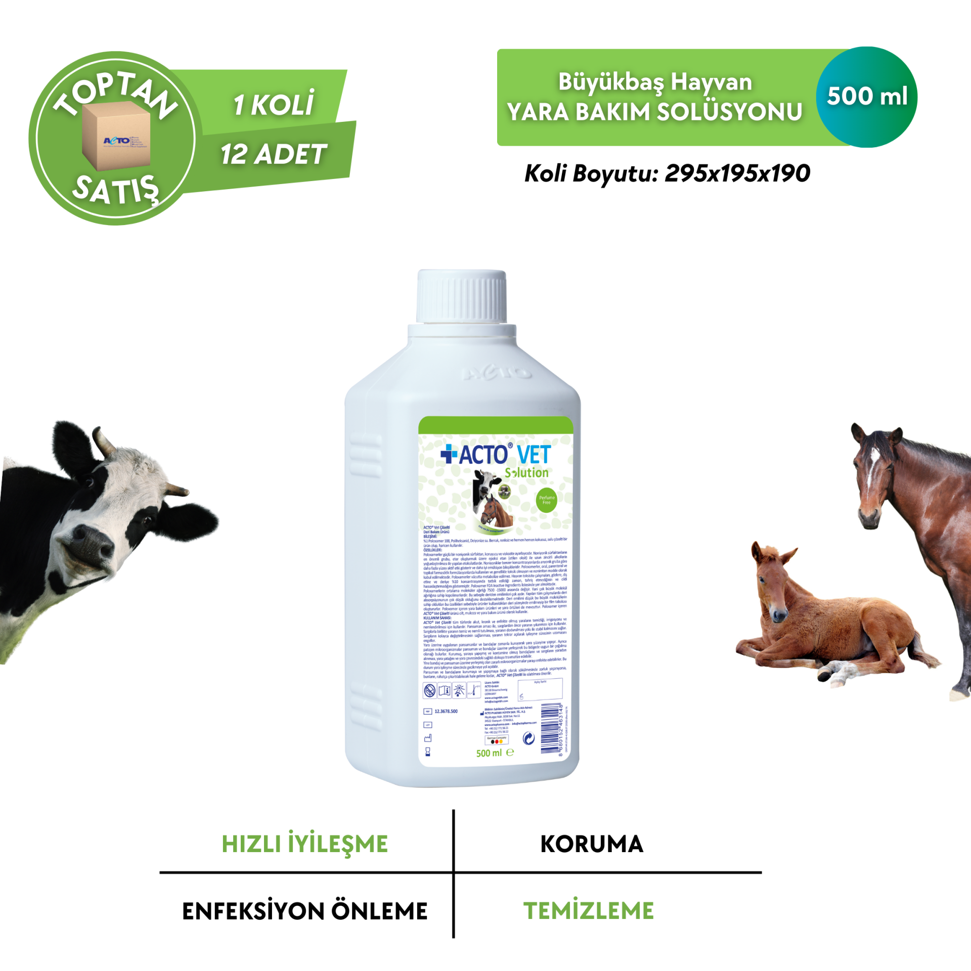 ACTO® VET SOLUTION Kedi-Köpek için Yara Bakım Solüsyonu - Toptan Satış 500 ml