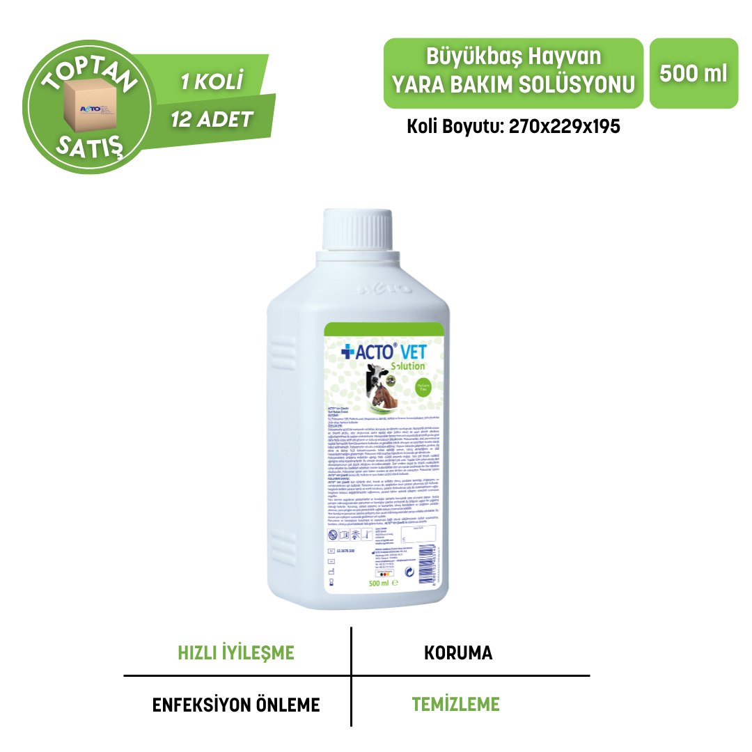 ACTO® VET SOLUTION Büyükbaş Hayvanlar için Yara Bakım Solüsyonu - Toptan Satış 500 ml