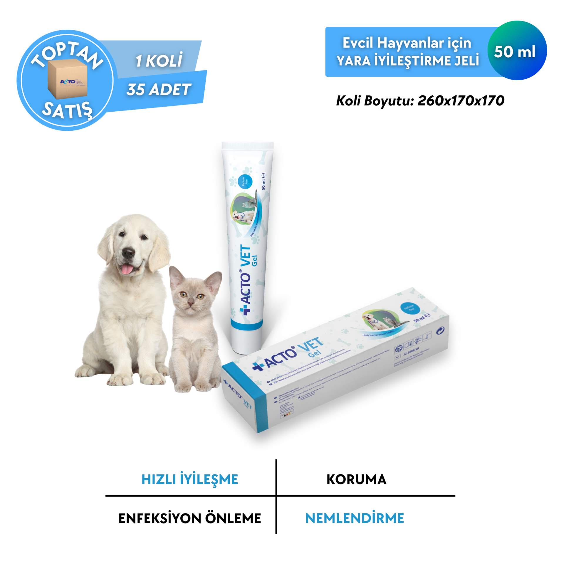 ACTO® VET GEL 50 ml Evcil Hayvanlar için Yara Bakım Jeli - Toptan Satış