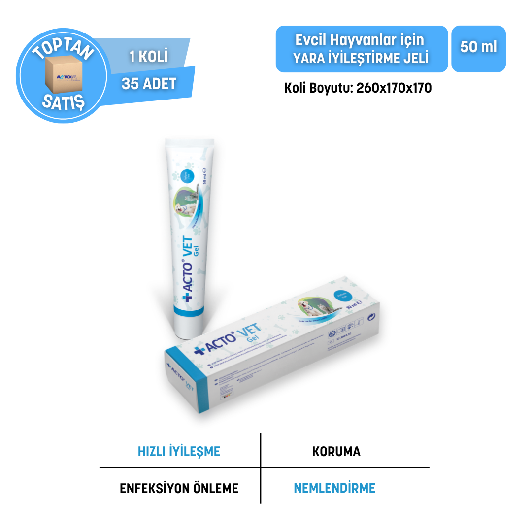 ACTO® VET GEL 50 ml Evcil Hayvanlar için Yara Bakım Jeli - Toptan Satış