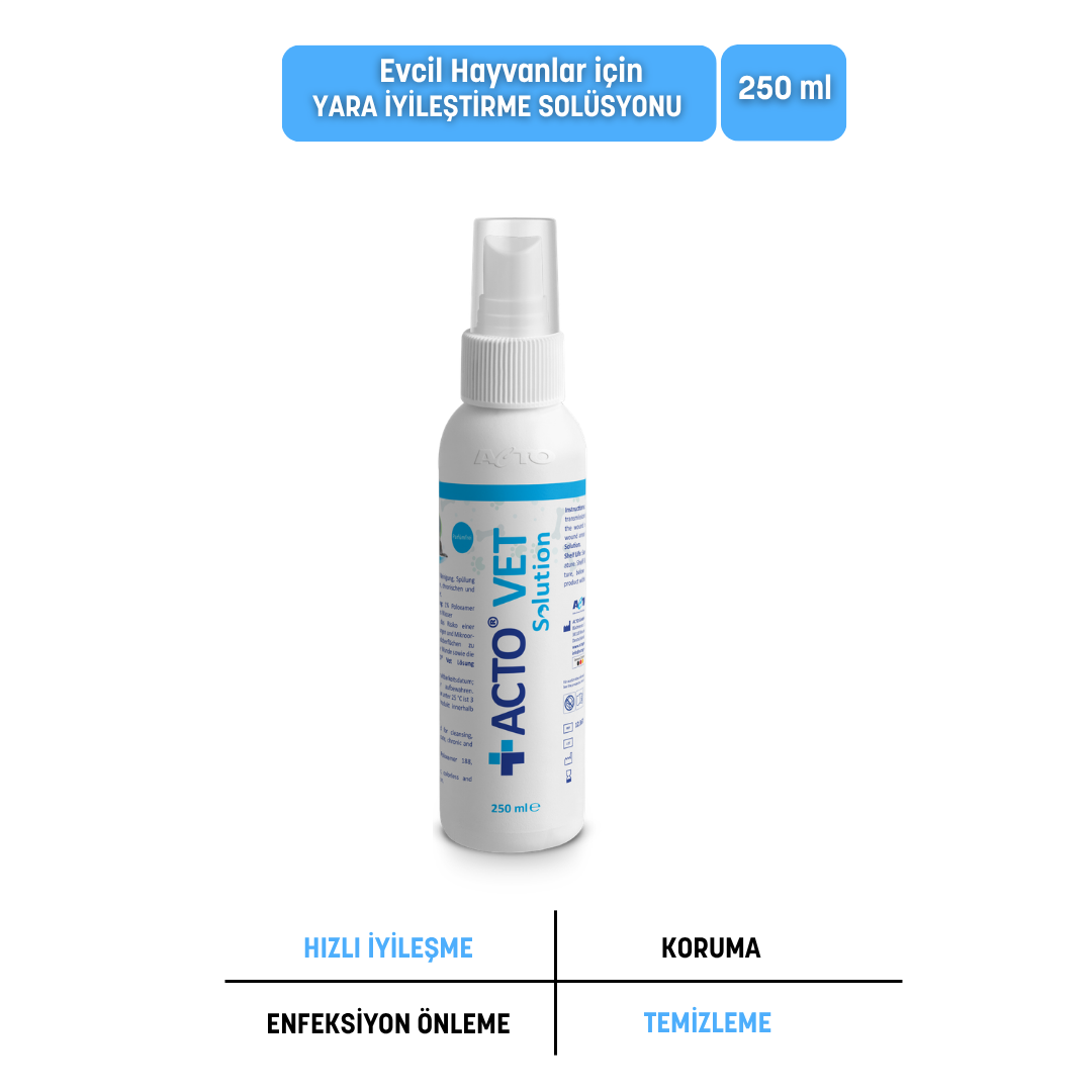 ACTO® VET SOLUTION 250 ml Kedi-Köpek için Yara Bakım Solüsyonu