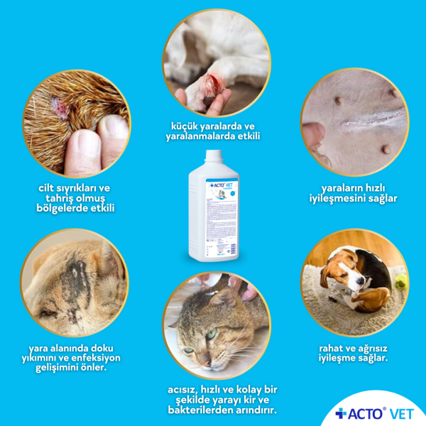 ACTO® VET SOLUTION 1L Kedi-Köpek için Yara Bakım Solüsyonu