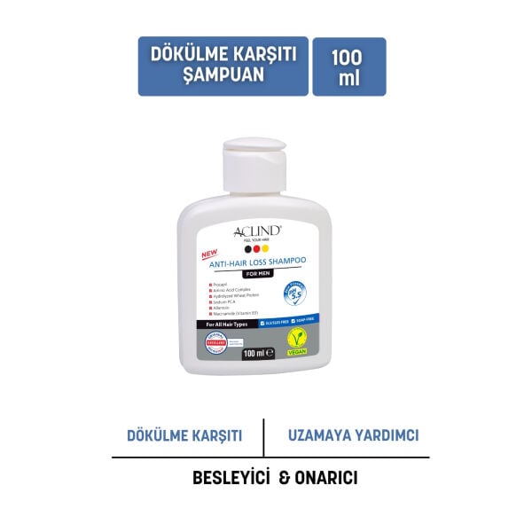 Aclind Hair Loss Shampoo For Men /  Erkekler İçin Dökülme Karşıtı Saç Bakım Şampuanı 100 ml