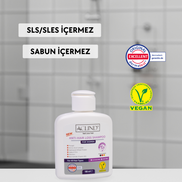 Aclind Hair Loss Shampoo For Women /  Kadınlar İçin Dökülme Karşıtı Saç Bakım Şampuanı 100 ml
