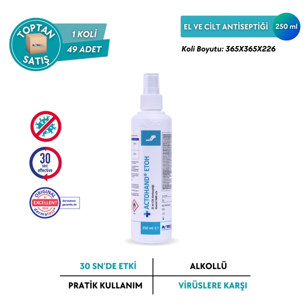 ACTOHAND® ETOH  (﻿El ve Cilt Antiseptiği - Etanol 80 % (v/v) - Toptan Satış 250 ml