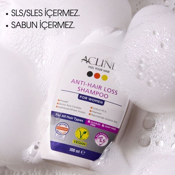 Aclind Hair Loss Shampoo For Women /  Kadınlar İçin Dökülme Karşıtı Saç Bakım Şampuanı 300 ml
