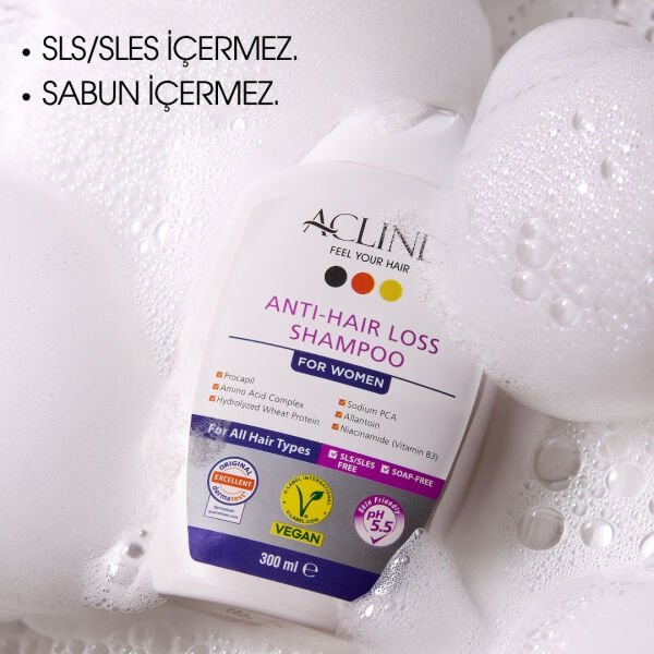 Aclind Hair Loss Shampoo For Women /  Kadınlar İçin Dökülme Karşıtı Saç Bakım Şampuanı 300 ml