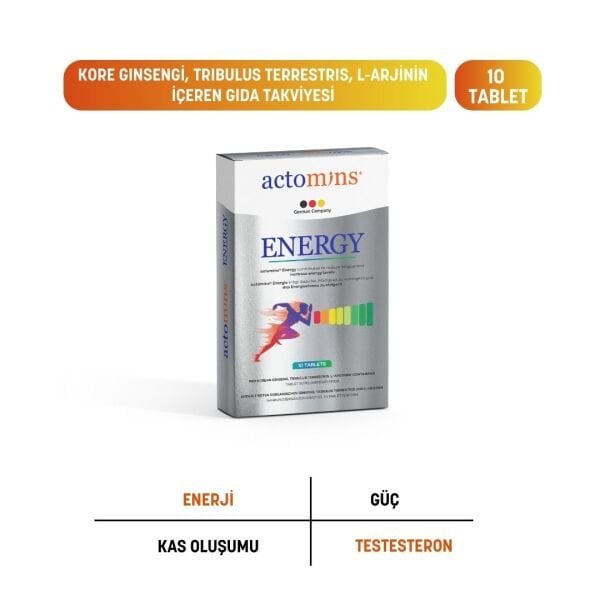 Actomins Energy Tribulus, Ginseng, L-arjinin İçeren Gıda Takviyesi