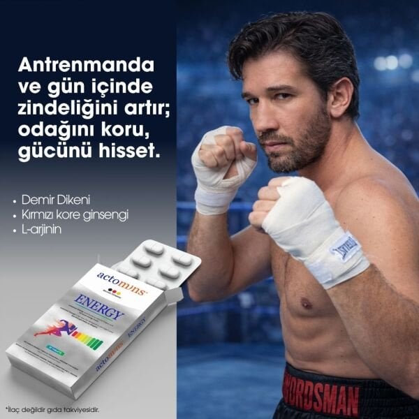 Actomins Energy Tribulus, Ginseng, L-arjinin İçeren Gıda Takviyesi