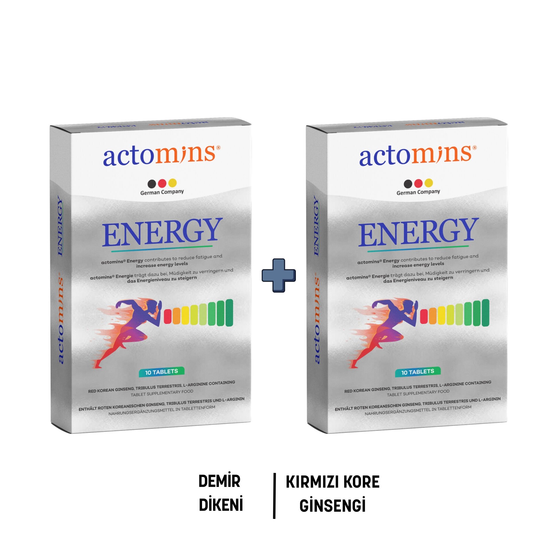 Actomins Energy Tribulus, Ginseng, L-arjinin İçeren Gıda Takviyesi 2' li Paket