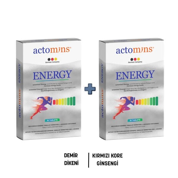 Actomins Energy Tribulus, Ginseng, L-arjinin İçeren Gıda Takviyesi 2' li Paket